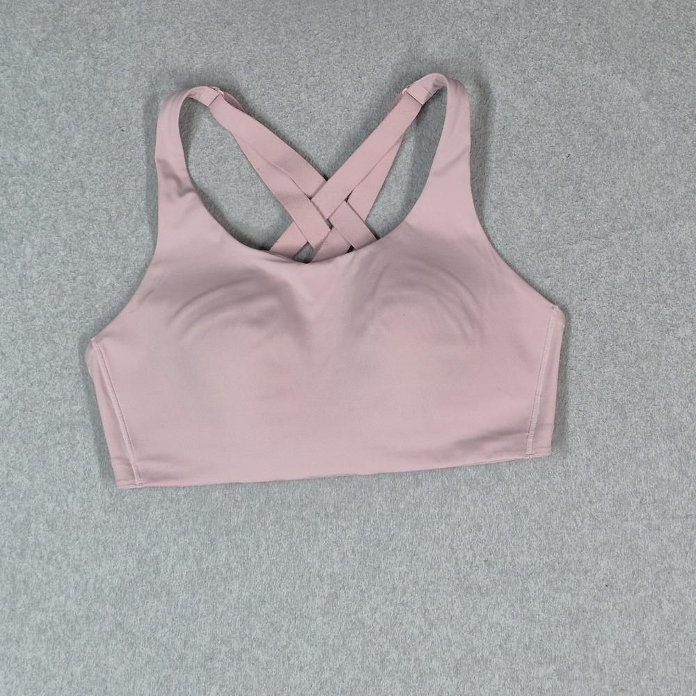 Lululemon Women Sports Bra 36D Pink Energy Wireless Strap Crossback Adjustable